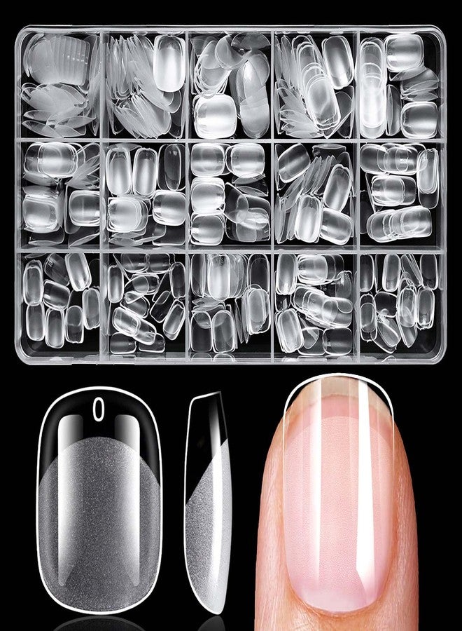 LuckForever 300pc Extra Short Round Square Gel Nail Tips Clear Fake Nail, XS Clear Press on Nails Short Squoval Soft Gel Nail Tips Acrylic Nails Full Cover False Nail Artificial Fingernail for Nail Extensions - Image 1